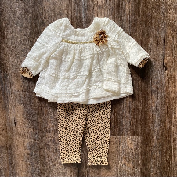 Lace & leopard print baby outfit